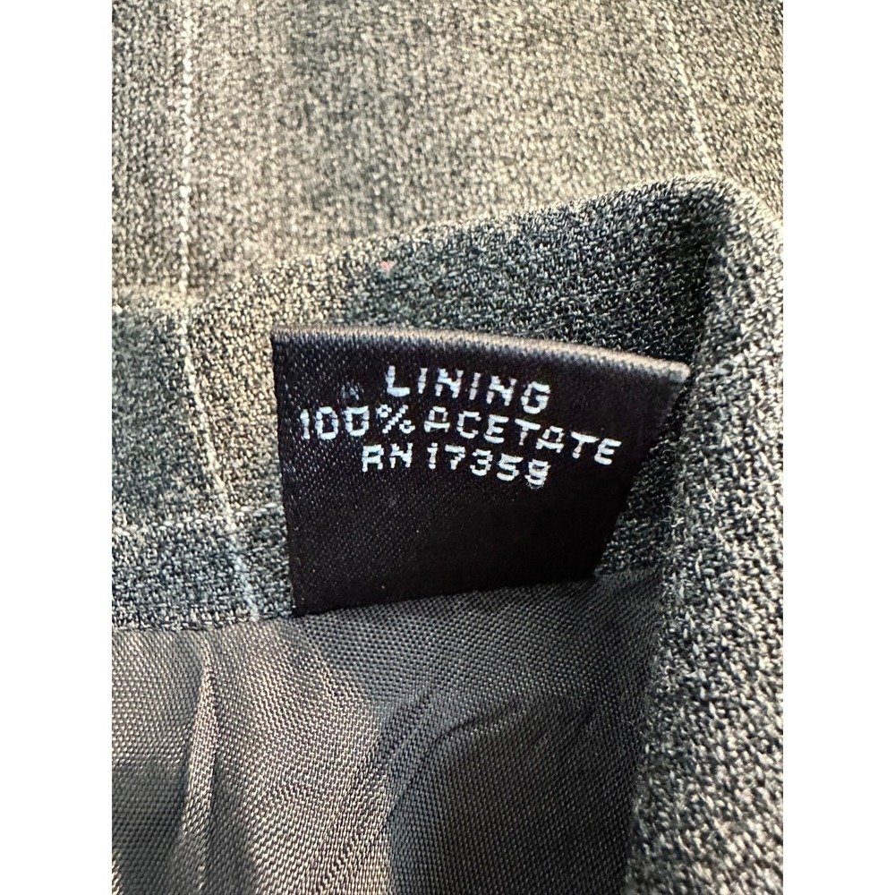 Linda Allard Ellen Tracy Blazer Size 14 Grey Wool Blend Windowpane Plaid Office - Picture 9 of 10